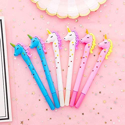 Unicorn Designer Blue Pointed Gel Pens for Girls