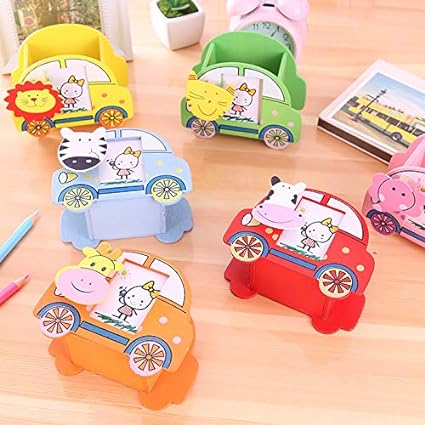 Car shaped Wooden Pen/Pencil Holder with Photo Frame - Pack of 12