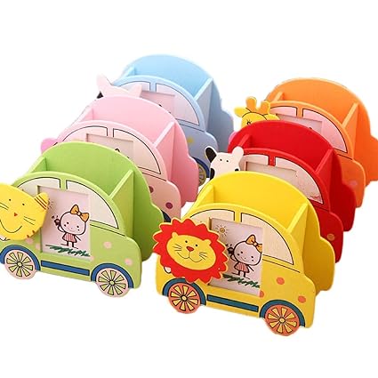 Car shaped Wooden Pen/Pencil Holder with Photo Frame - Pack of 12