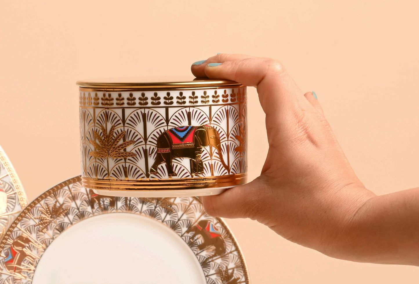 Royal Safari Gold Dry Fruit Jar Set with Tray – Luxury Festive Gift Set