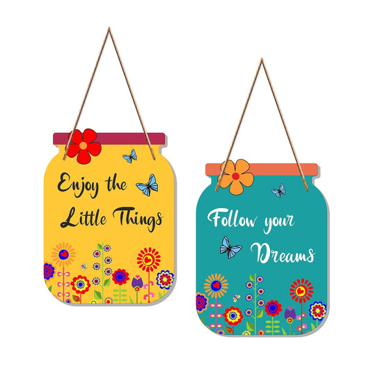 Follow Your Dreams Quote Decorative Wall Hanging, Set of 2