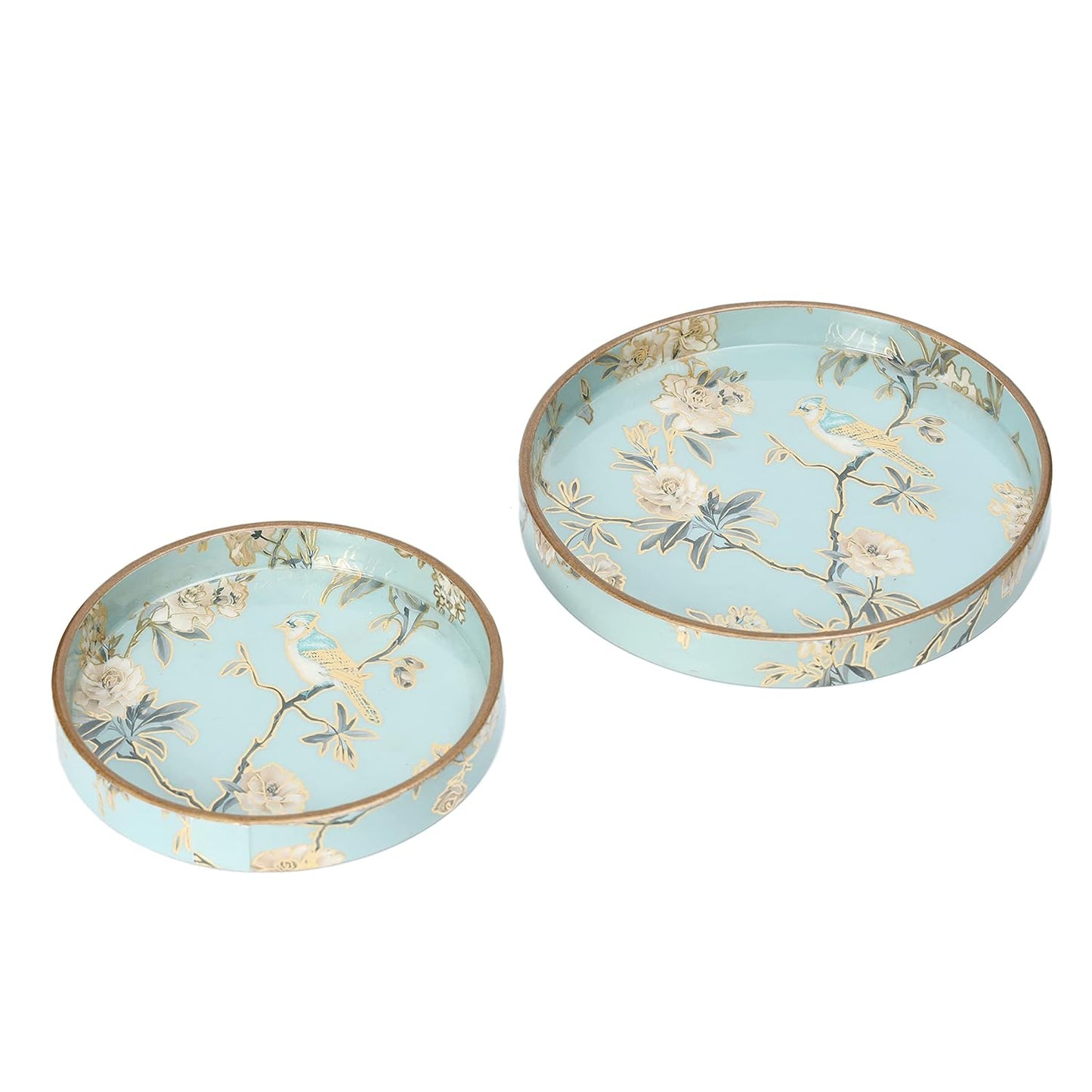 MDF Wood Round Serving Trays (Set of 2)