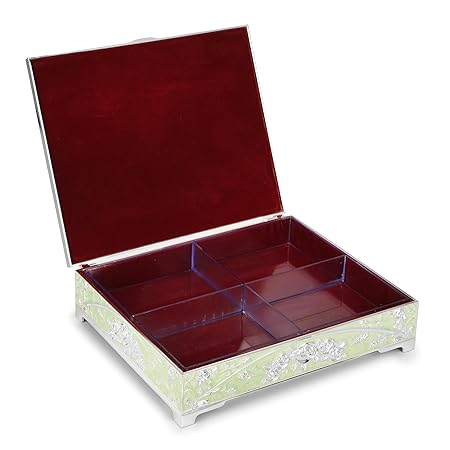 Peacock Enamel Dry Fruit Box 4 in 1 - White