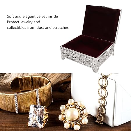 Decorative Sky Blue Enamel Jewelry Box – Floral Design