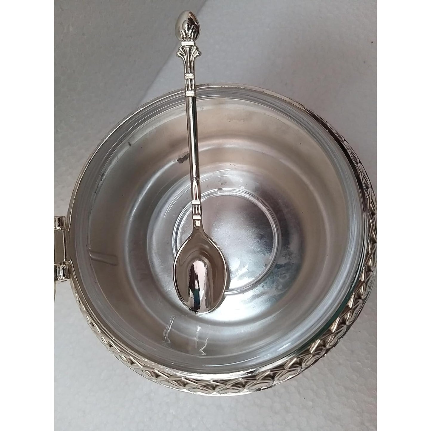 Enamel Peacock Sugar Pot / Candy Box / Dry Fruit Box With Lid - Blue