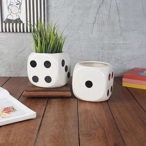 dice plant pot Ceramic Dice Shaped Planters (Set of 2) – UPHAAR ONLINE