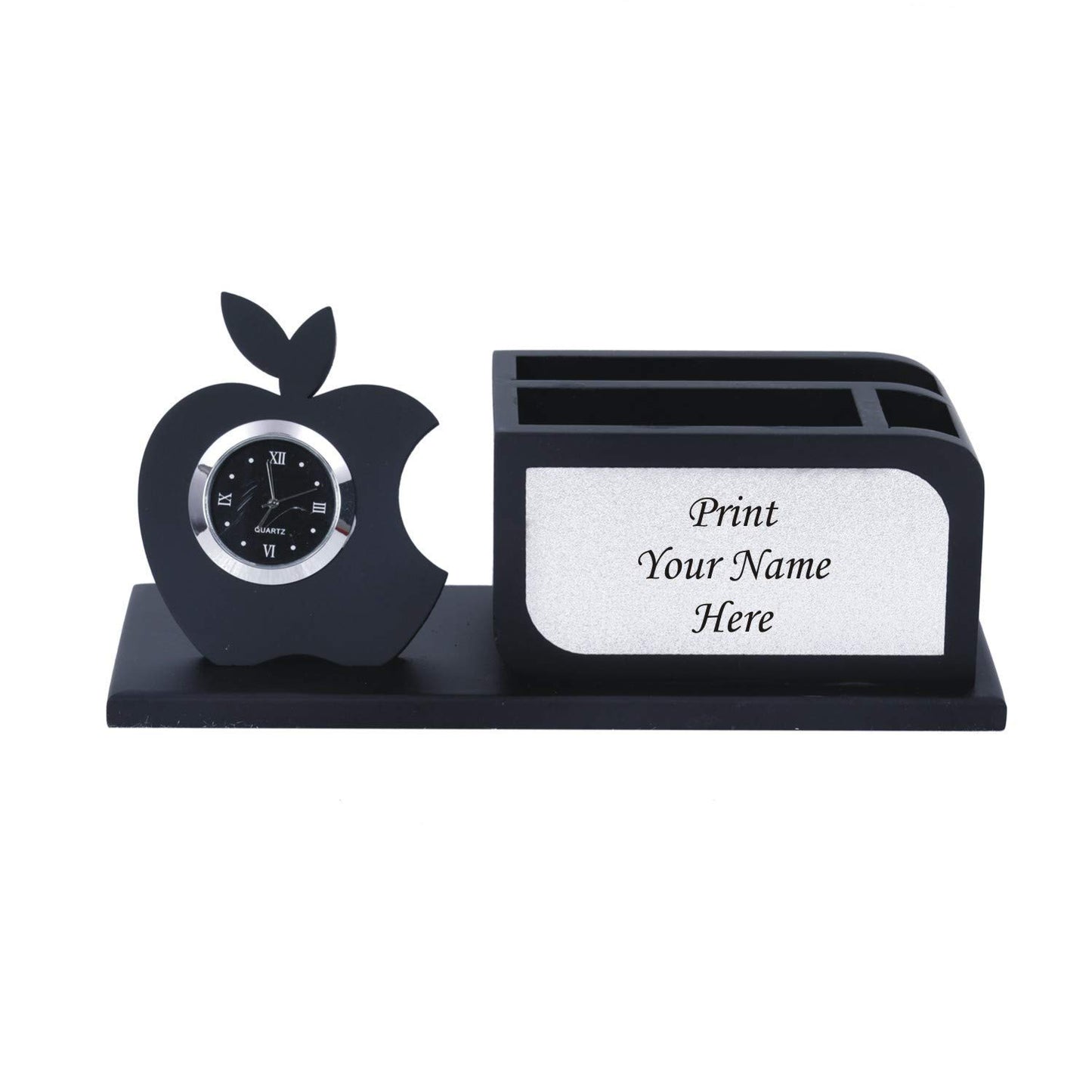 Wooden Pen Stand With Clock