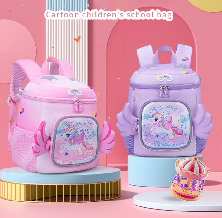 3D Unicorn With Wings Luxury School Backpack for Girls