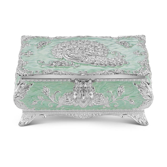 Peacock Enamel Jewelry Box (Large) - Sea Green