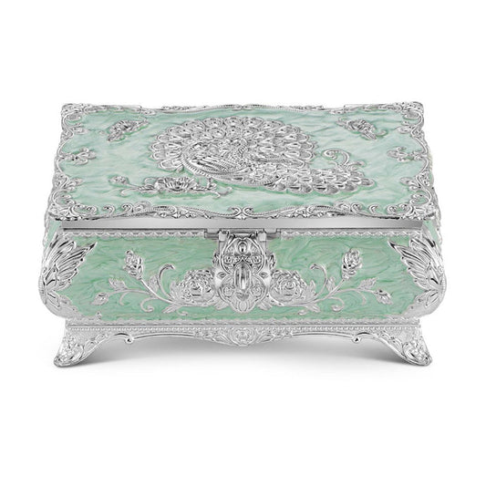 Peacock Enamel Jewelry Box (Large) - Sea Green