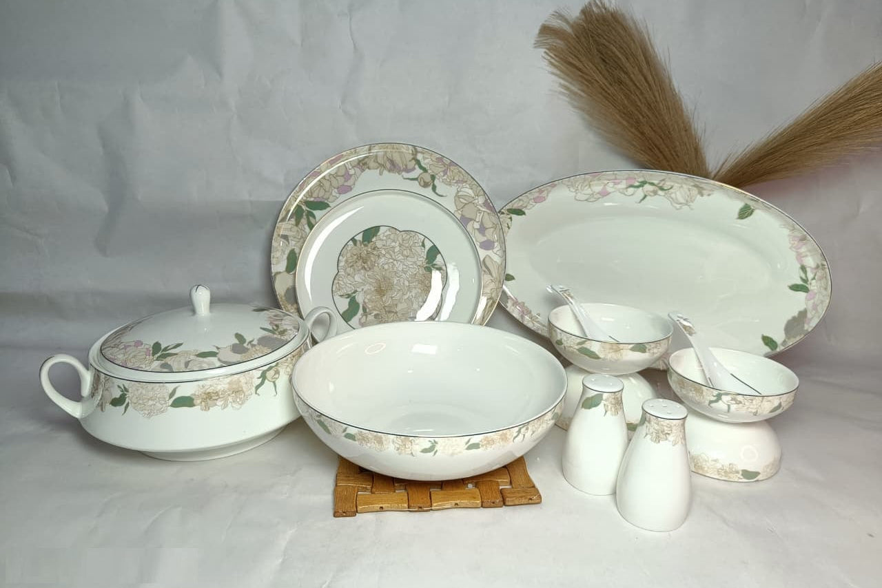 Elegant 37-Piece Porcelain Dinner Set — Full Tableware for 6 People, Premium Floral Design