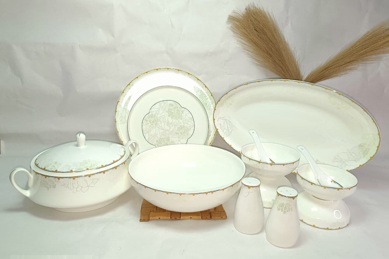 Grace & Bloom 37-Piece Vegan Porcelain Dinner Set – Cruelty-Free Tableware for 6 Persons