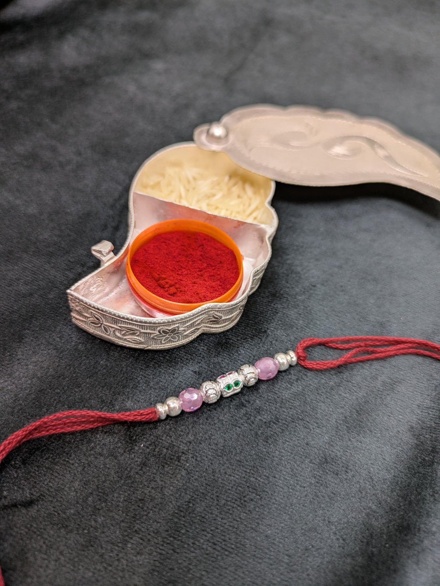 Silver Rakhi (Beads)