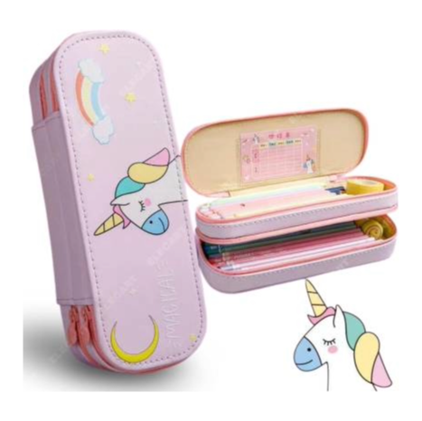 Pencil/Pen Pouch - Double Layered Unicorn (Pink)