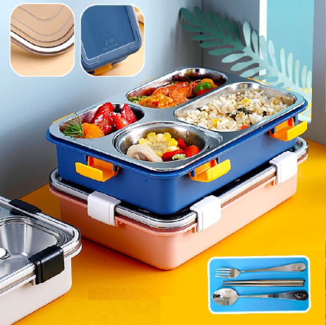 4 Grid Insulated Stainless Steel Lunch Box