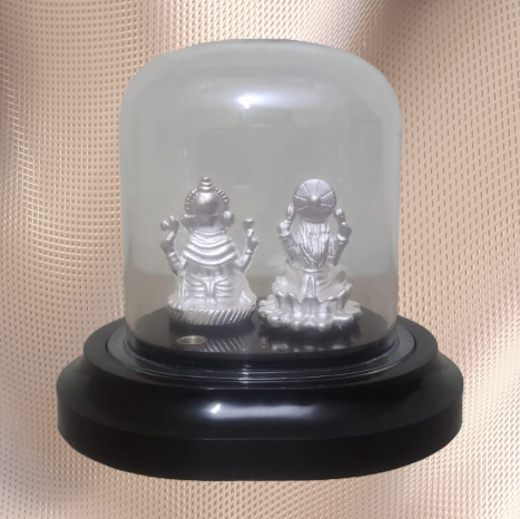 Pure Silver Ganesh-Lakshmi Idol