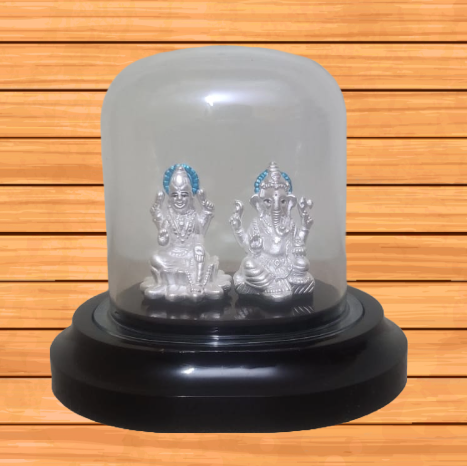 999 Pure Silver Ganesh-Lakshmi Idol