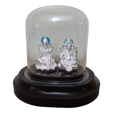 999 Pure Silver Ganesh-Lakshmi Idol