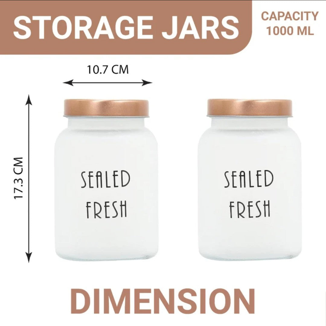 Frosted Jars With Steel Lid (1000 ML) - Set Of Six
