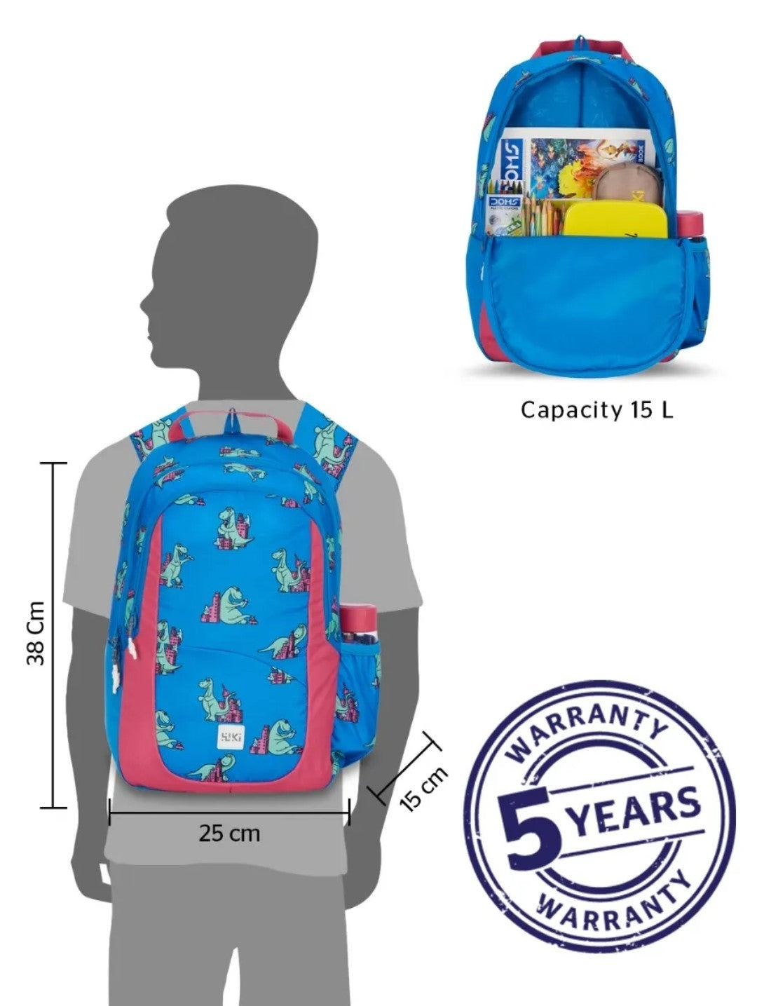 Wiki Champ 2 Dino Blue Backpack