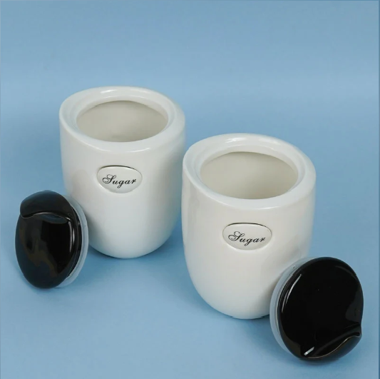 Modern Ceramic Airtight Tea Sugar Container - (Set of 2)