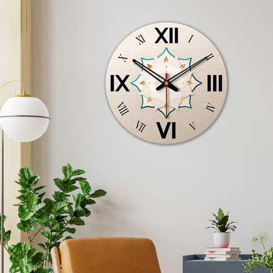 3 D Flower Design Wooden Wall Clock For Living Room