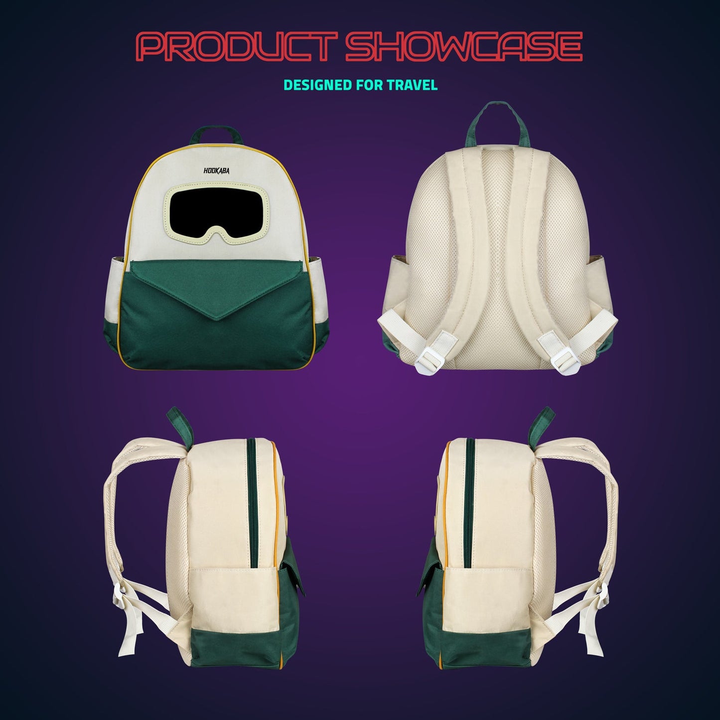 Hookaba Zyppie LED Backpack (Green) | App-Controlled Light Up Bag (With Power Bank)