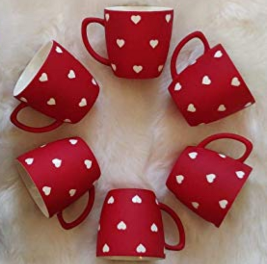 Designer Tea Cups Set of 6 - Red