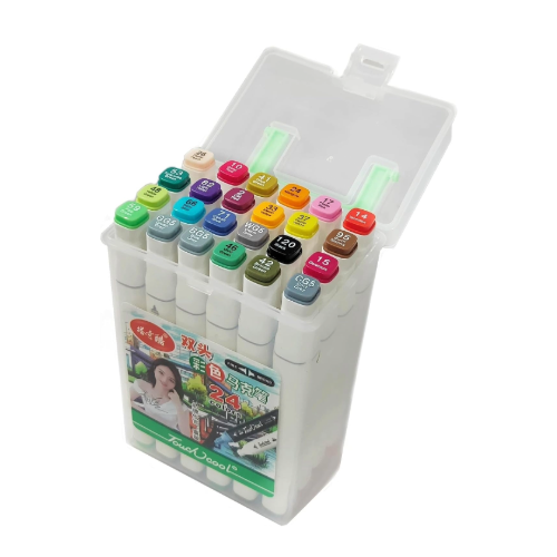 TOUCH COOL Dual Tip Colorful Alcohol Art Markers - 24 pcs