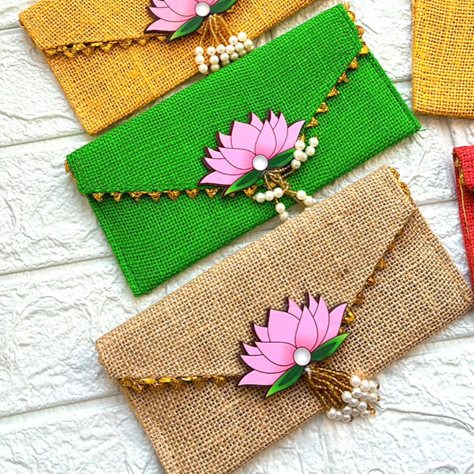 Lotus Jute Envelope / Clutch (Pack of 10)