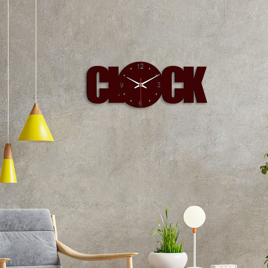 Clock Text Shape Designer Wooden Wall Clock