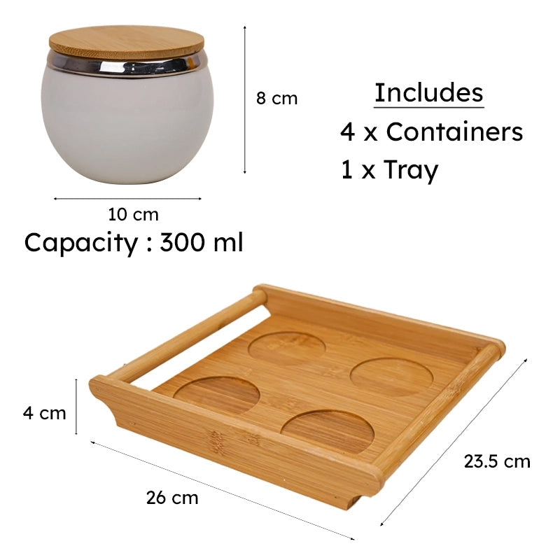 Dry Fruit Jars With Tray - Noira Brown