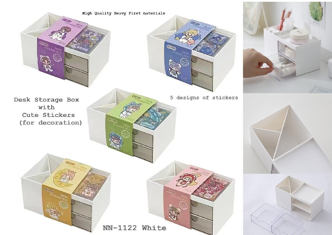 Desk Storage / Organizer with Cute Stickers (for decoration)