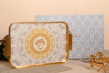 Royal Equestrian Glass Tray – Luxury Gold Serving Tray
