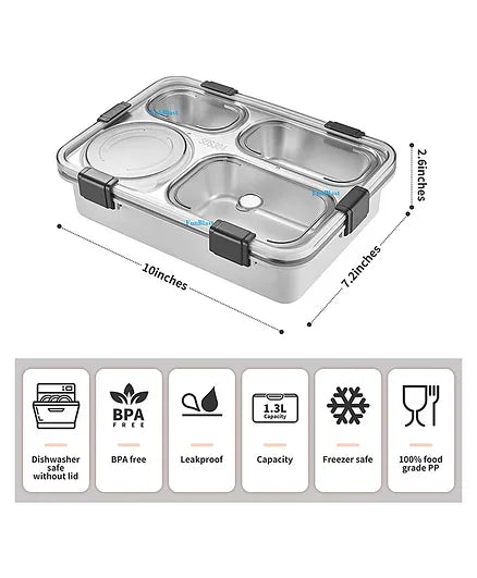 4 Grid Insulated Stainless Steel Lunch Box