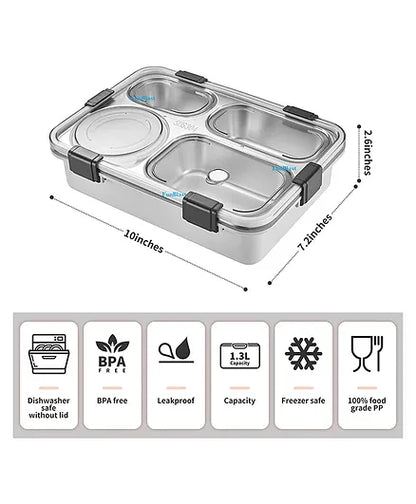 4 Grid Insulated Stainless Steel Lunch Box