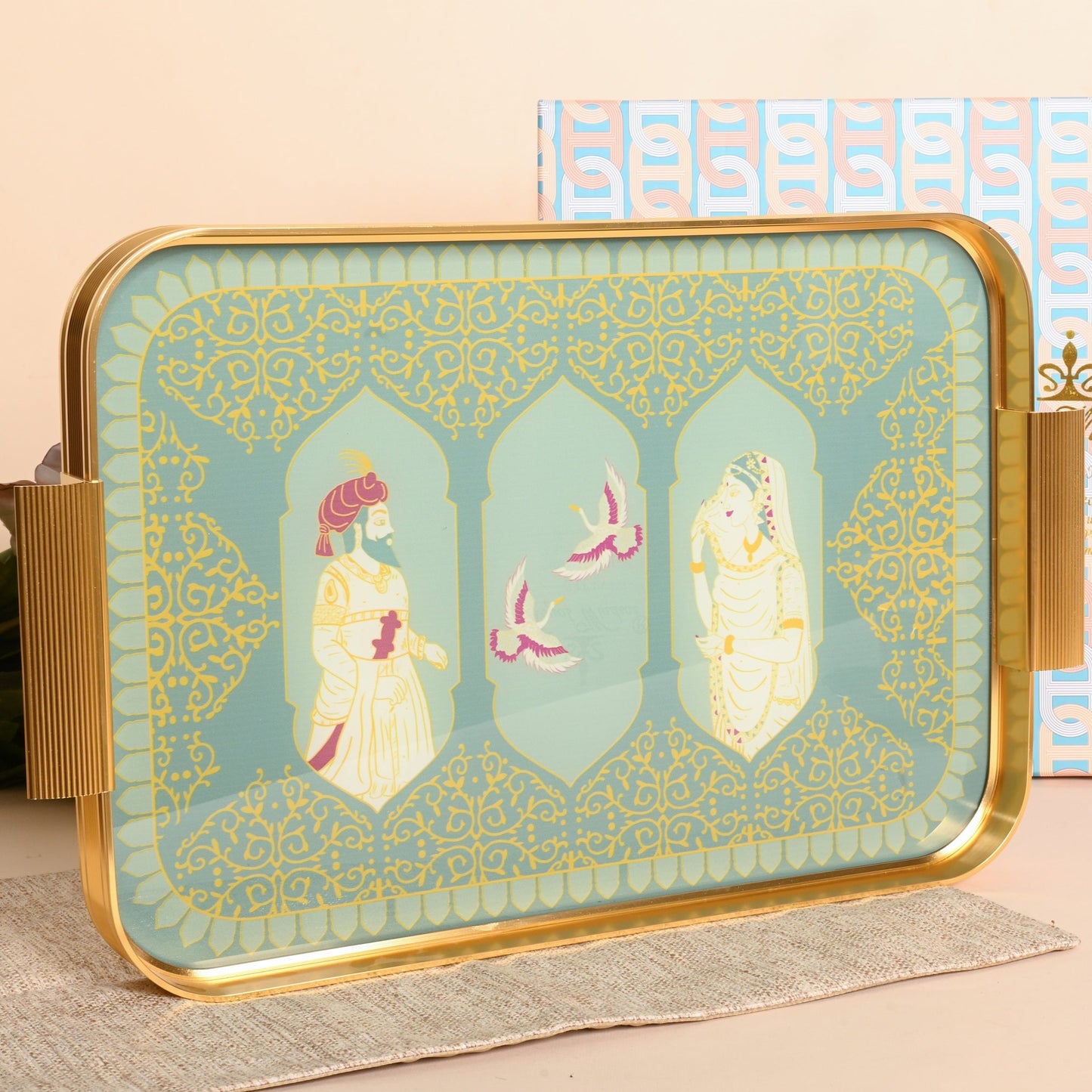 Elegant Glass & Gold Accent Decorative Tray — Luxury Serving Piece