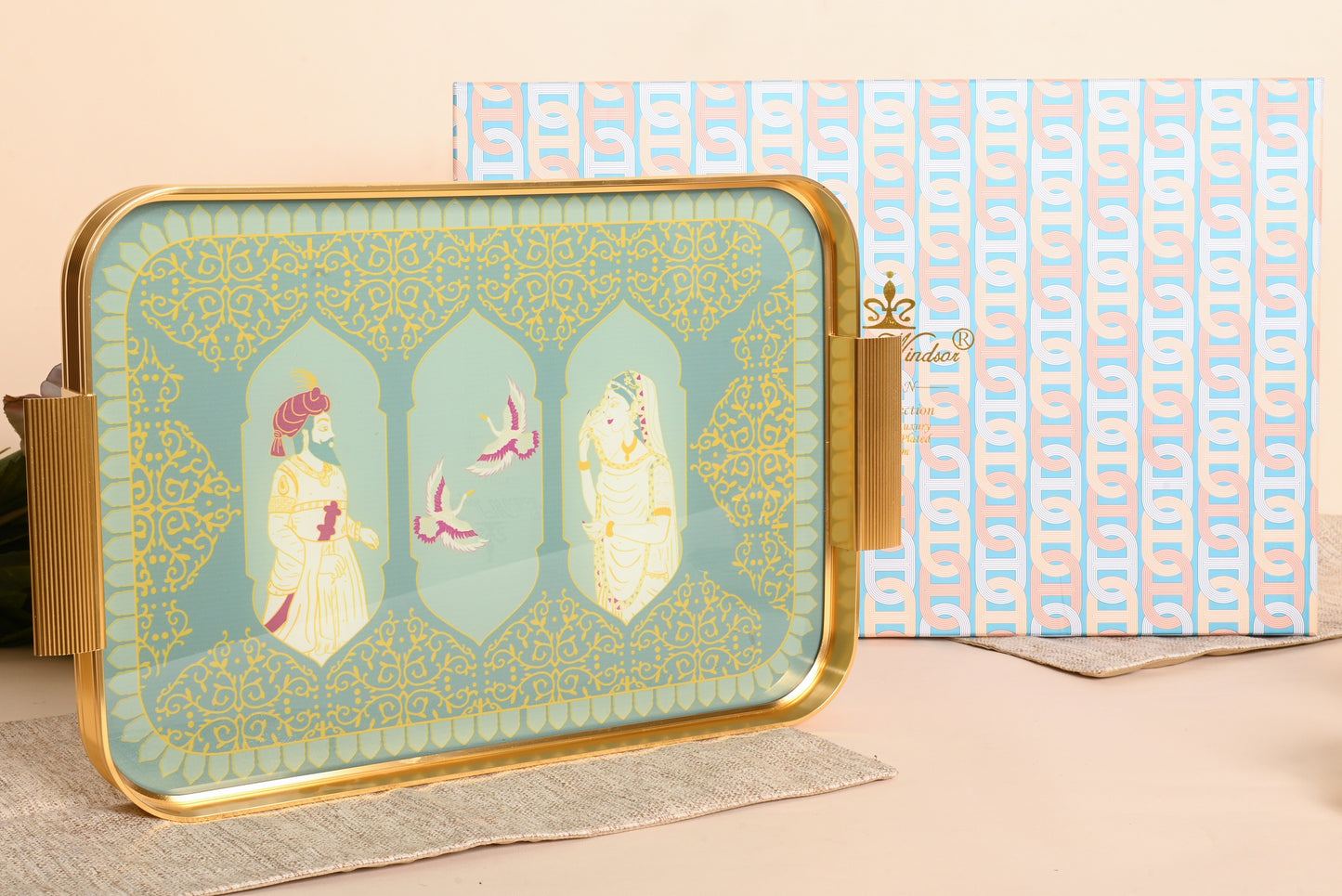 Elegant Glass & Gold Accent Decorative Tray — Luxury Serving Piece