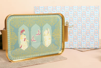 Elegant Glass & Gold Accent Decorative Tray — Luxury Serving Piece