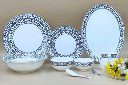 Modern Geometric Porcelain Dinner Set – 36 Pieces | Vegan & Eco-Friendly