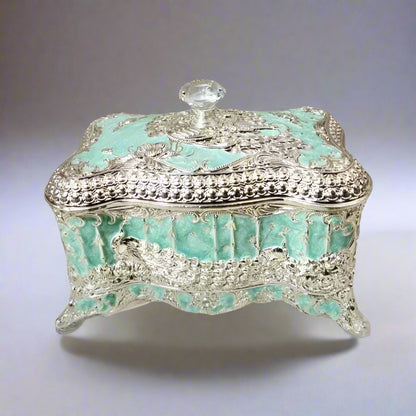 Diamond Enamel Jewelry Box (Small) - Vintage Blue