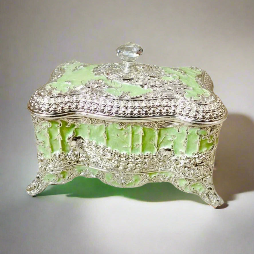 Diamond Enamel Jewelry Box (Small) - Pastel Green
