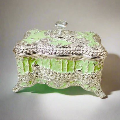 Diamond Enamel Jewelry Box (Small) - Pastel Green