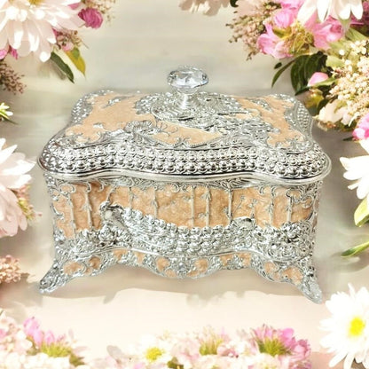 Diamond Enamel Jewelry Box (Small) - Peach