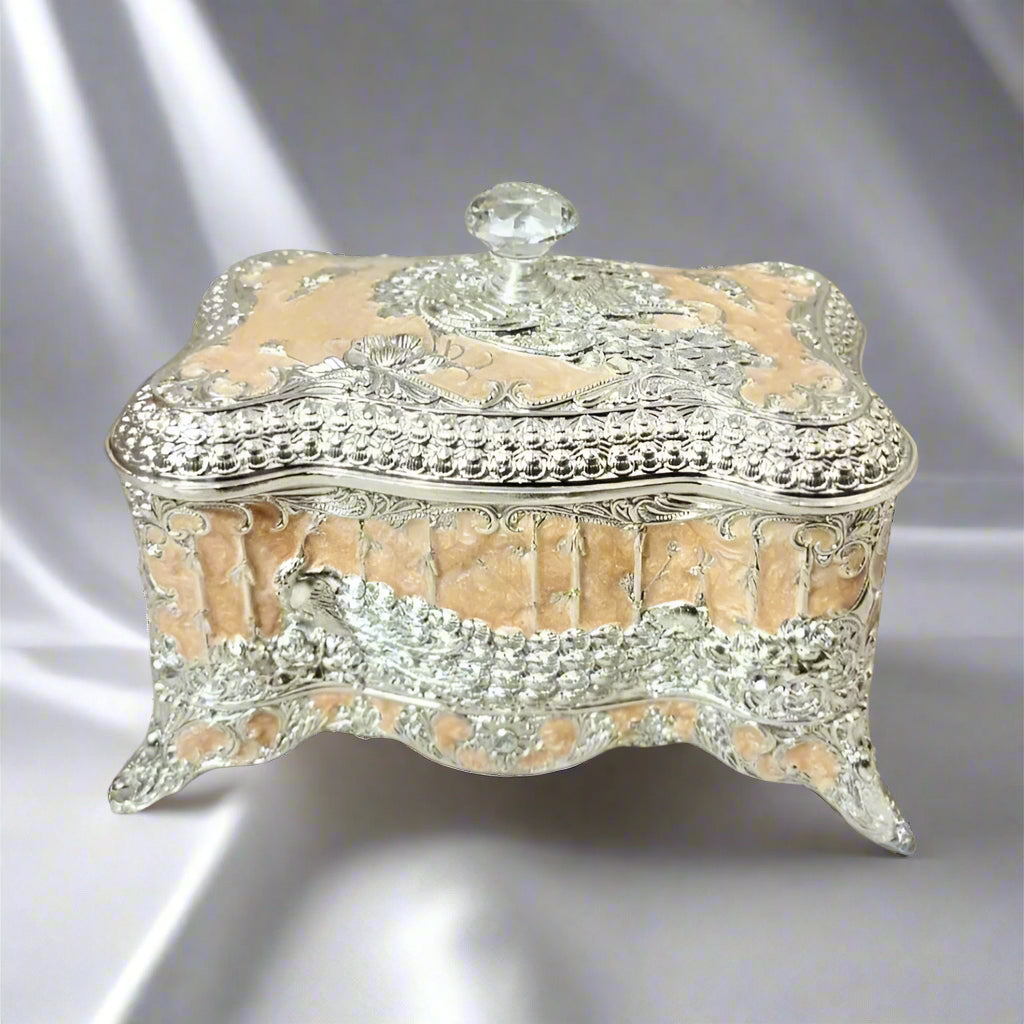 Diamond Enamel Jewelry Box (Small) - Peach