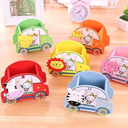 Car shaped Wooden Pen/Pencil Holder with Photo Frame - Pack of 12