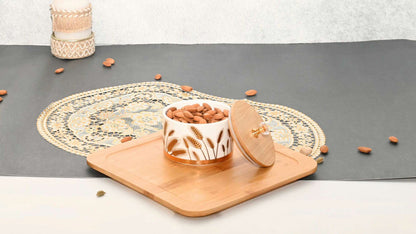 Rustic Harvest Dry Fruit Jar Set with Wooden Tray – Elegant Serveware & Gifting Set