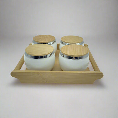 Dry Fruit Jars With Tray - White