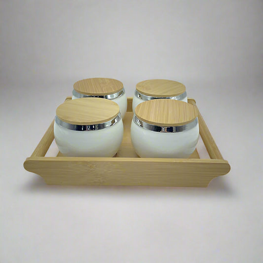 Dry Fruit Jars With Tray - White