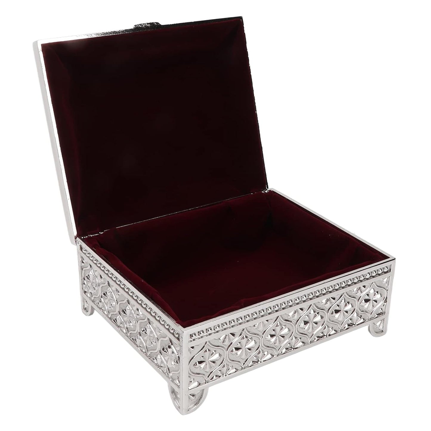 Decorative White Enamel Jewelry Box – Floral Design